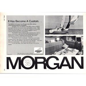 1971 Morgan Mark II-35 Sailing Yacht Vintage Print Ad Cabin Interior Wall Art